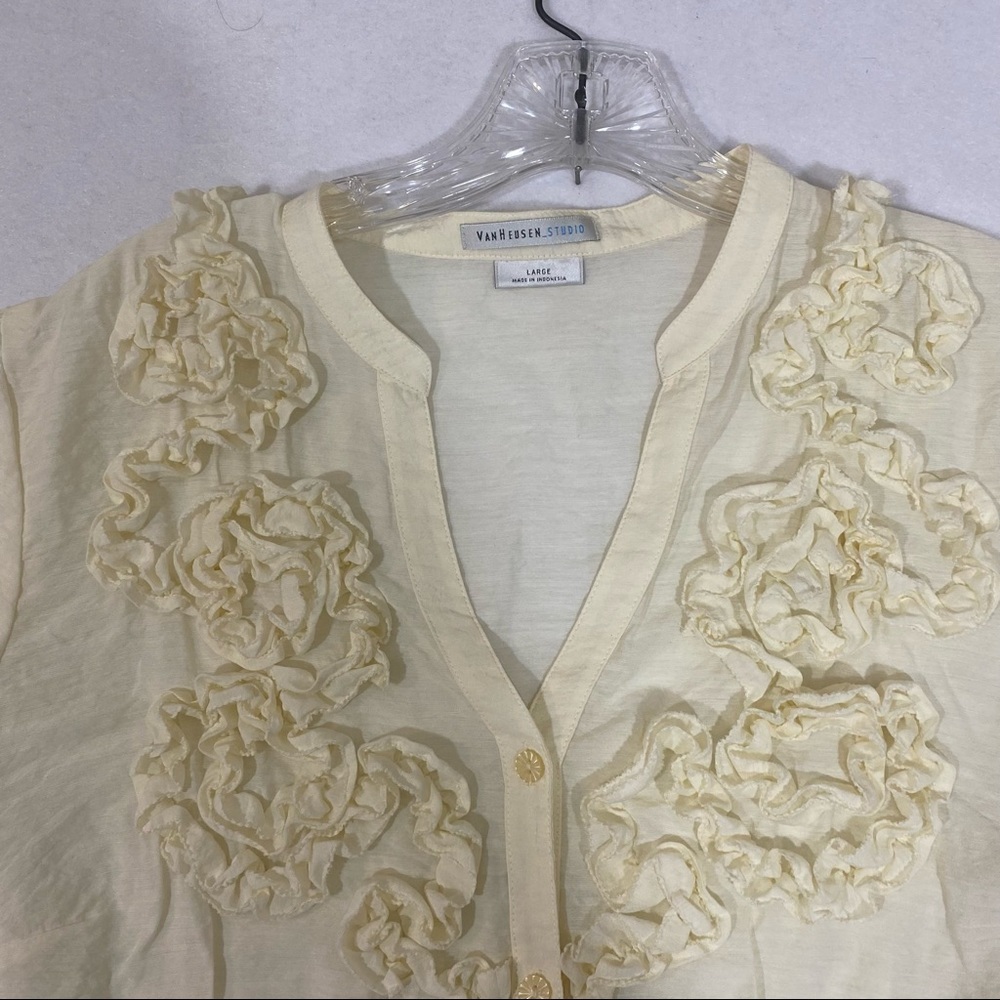 Van Heusen Top large button down top sheer cream